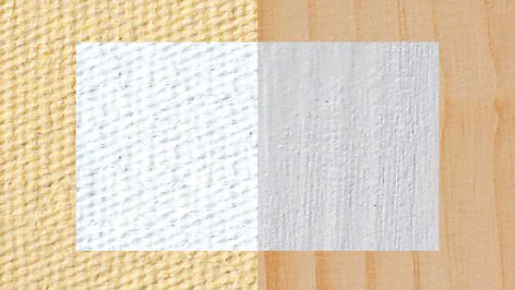 Lascaux Primer aplicado sobre lienzo y sobre madera: superficie blanca y mate