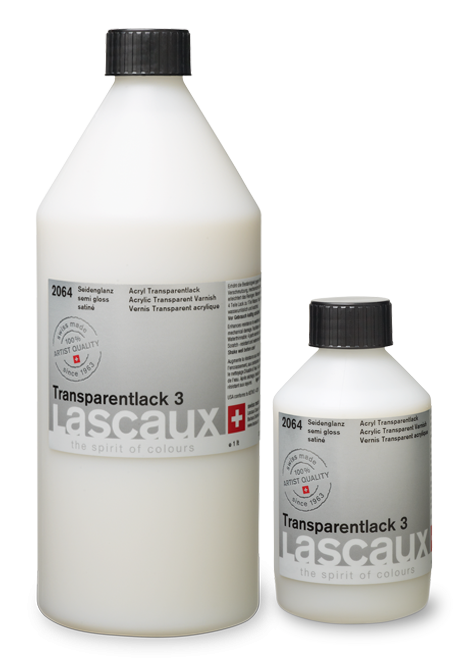 Lascaux Transparent Varnish 3 satinado, frascos de 1 l y 250 ml