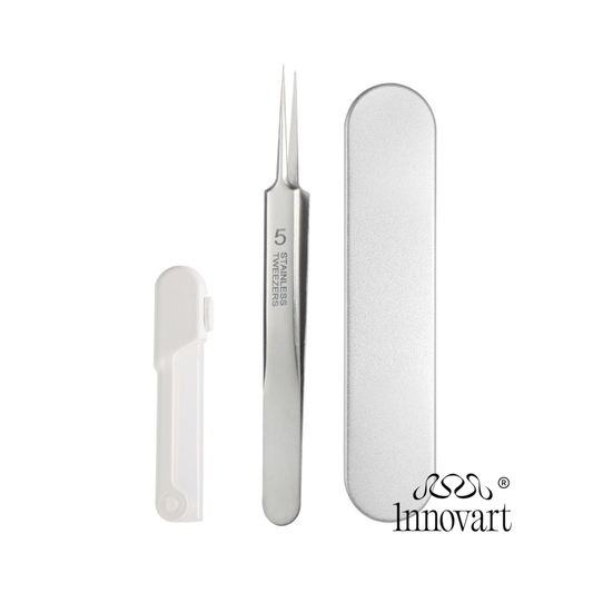 Pinza de precisión LED para restauración de papel - Punta recta ultrafina con iluminación directa