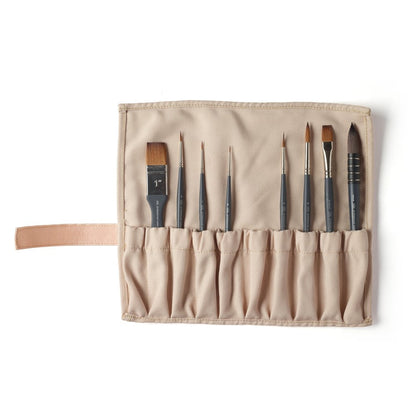 Estuche enrollable Winsor & Newton con 8 pinceles sintéticos de acuarela profesional