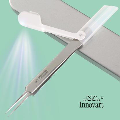 Gerade Präzisionspinzette mit LED-Licht – Papier, Pergament und Grafikdokumente