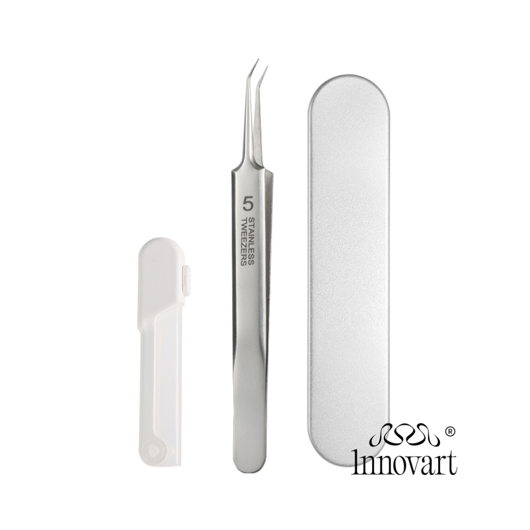 Pince de Précision Courbée avec Lumière LED – Conservation Papier et Parchemin