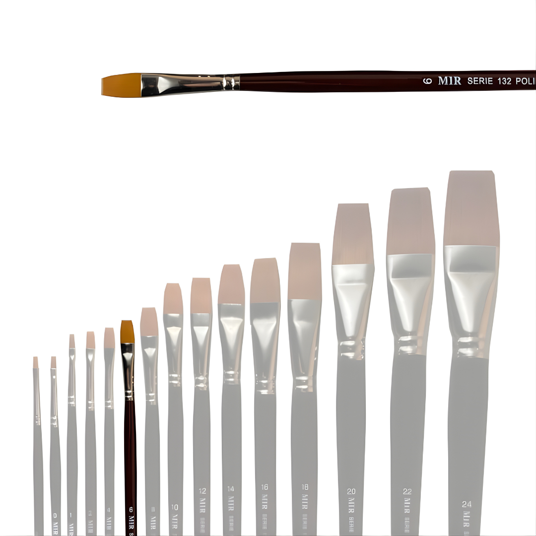 Pincel Plano Toray Sintético (Números 00–20)