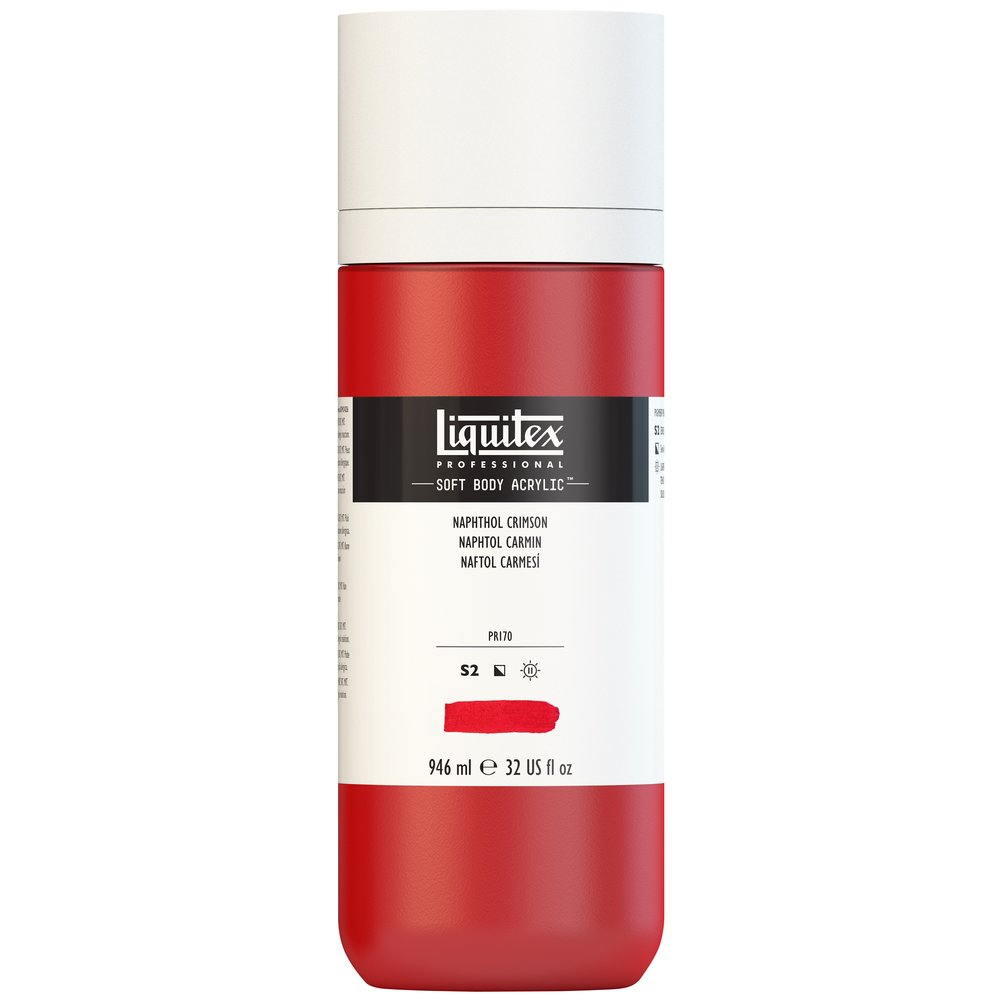 Liquitex Soft Body rojo naftol carmesí, frasco de 946 ml