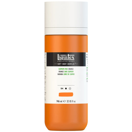 Liquitex Soft Body naranja libre de cadmio, frasco de 946 ml
