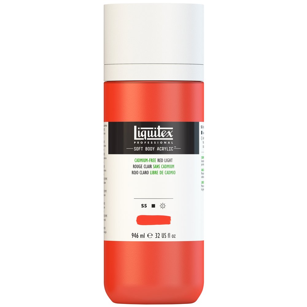 Liquitex Soft Body Rojo claro libre de cadmio, frasco de 946 ml