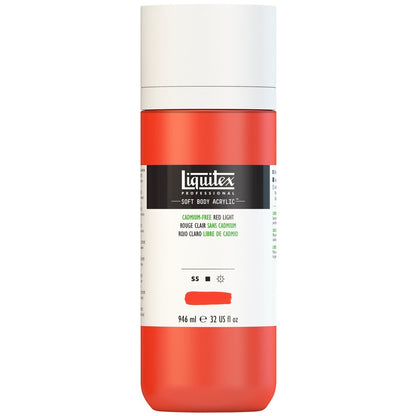 Liquitex Soft Body Rojo claro libre de cadmio, frasco de 946 ml