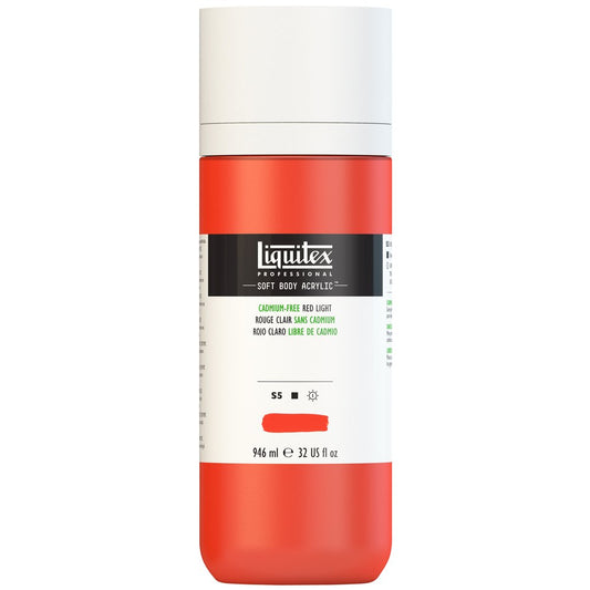 Liquitex Soft Body Rojo claro libre de cadmio, frasco de 946 ml