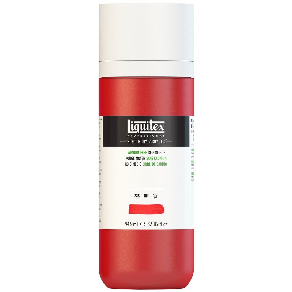 Liquitex Soft Body Rojo medio libre de cadmio, frasco de 946 ml