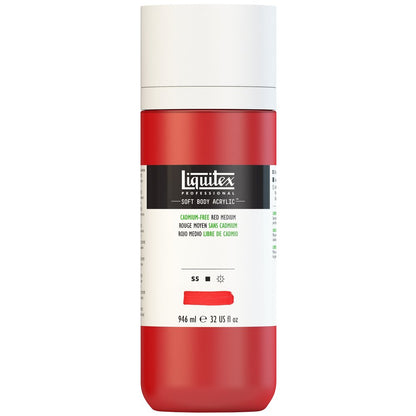 Liquitex Soft Body Rojo medio libre de cadmio, frasco de 946 ml