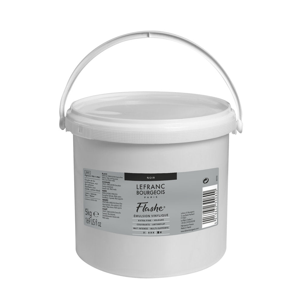 Flashe de Lefranc Bourgeois, cubo de pintura vinílica negra de 5 kg