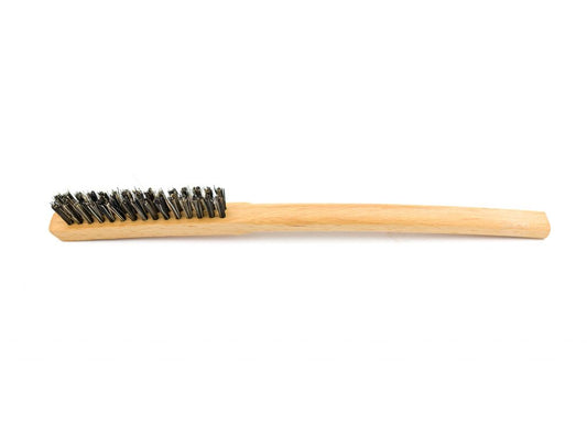Cepillo de limpieza Kremer 86452521, cerda de jabalí oscura dura de 15 mm y mango largo de madera
