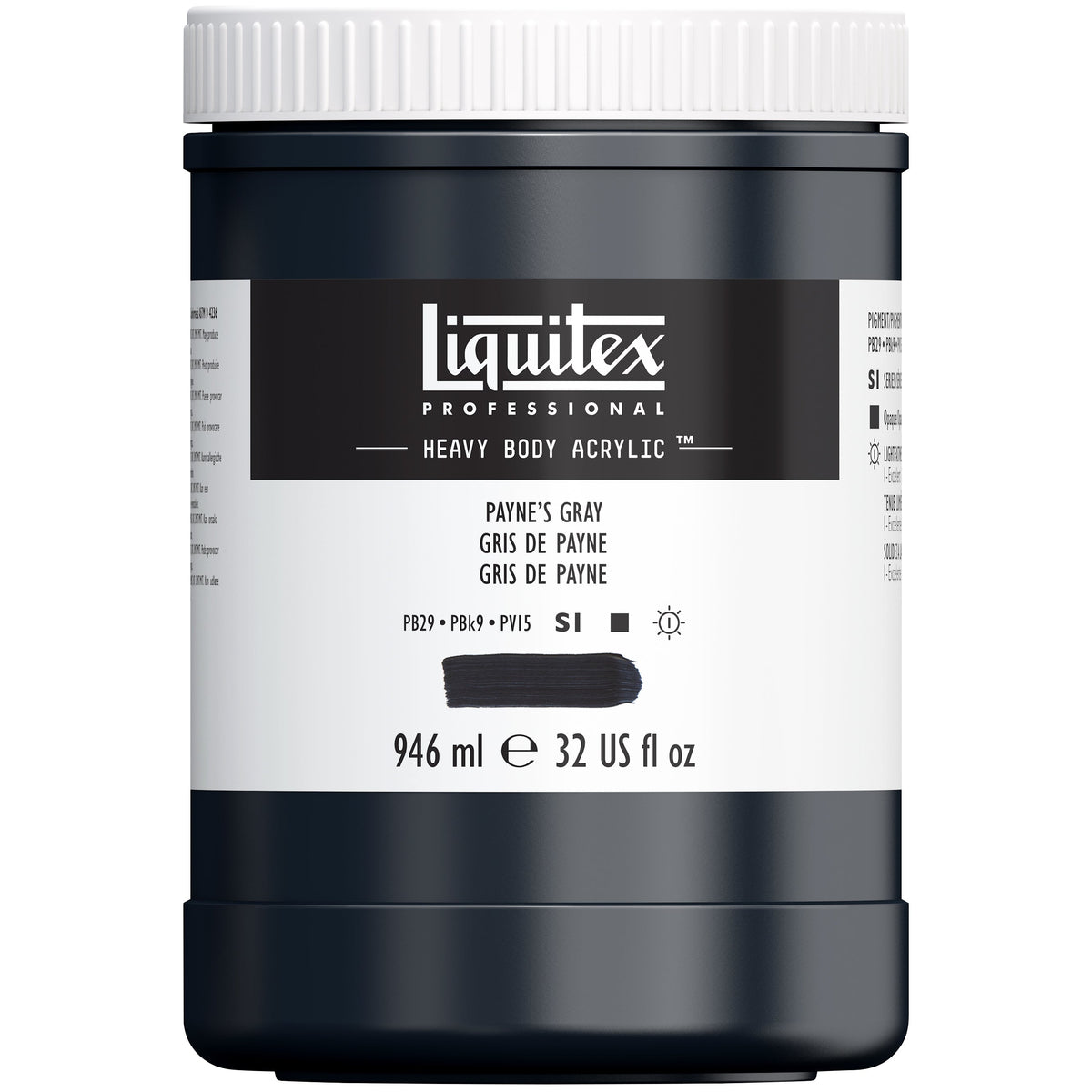 Liquitex Professional Heavy Body Acrylic, Gris de Payne n.º 310, bote de 946 ml