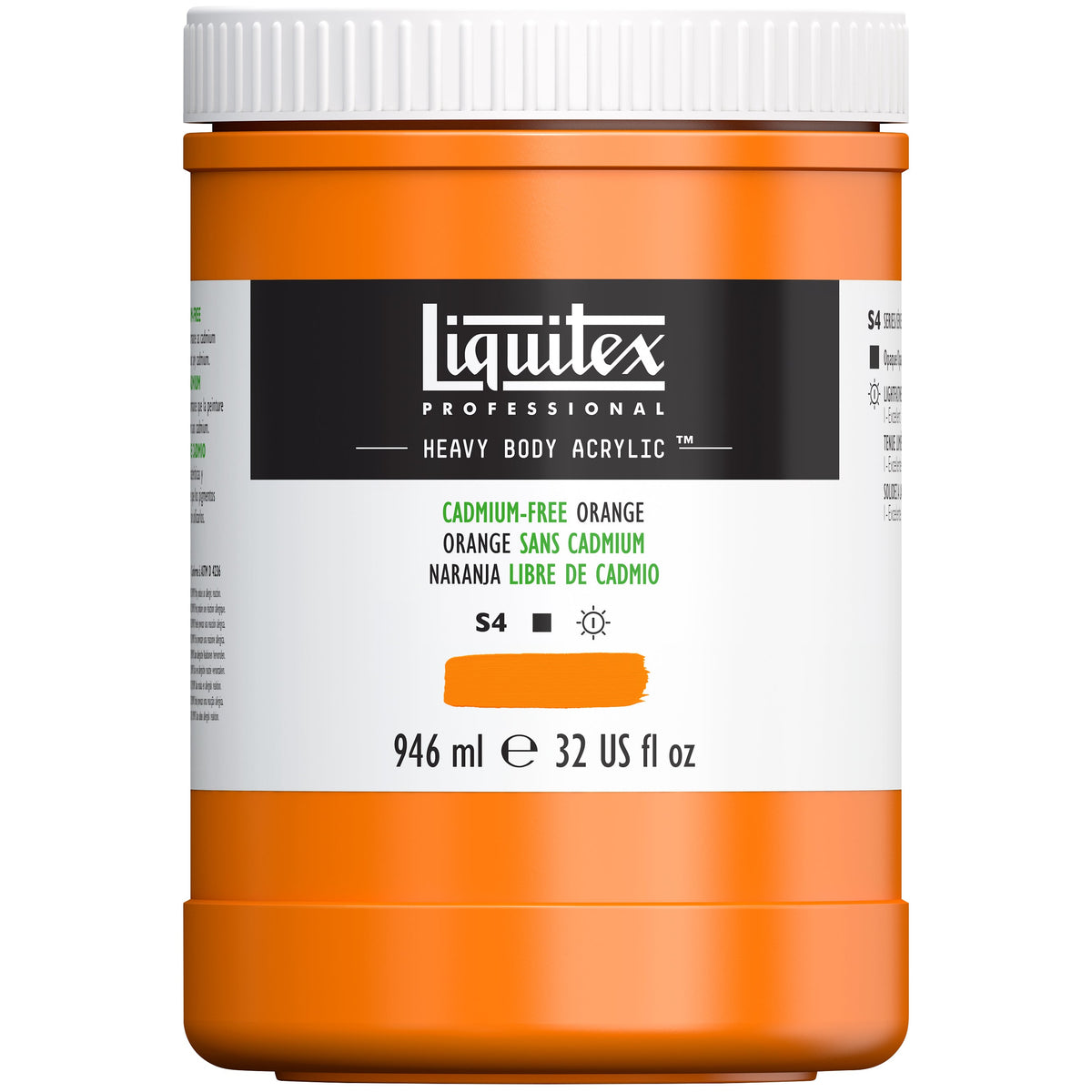 Liquitex Professional Heavy Body, Naranja libre de cadmio n.º 892, bote de 946 ml
