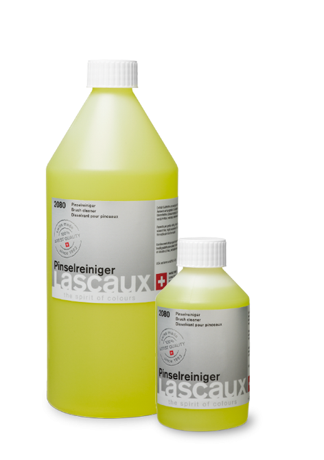 Lascaux Brush Cleaner, limpiador de pinceles sin disolventes, frascos de 250 ml y 1 l