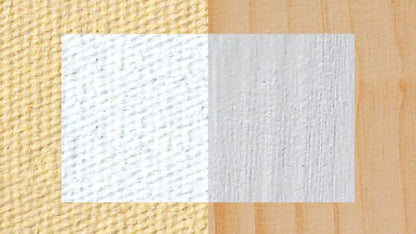 Lascaux Primer aplicado sobre lienzo y sobre madera: superficie blanca y mate