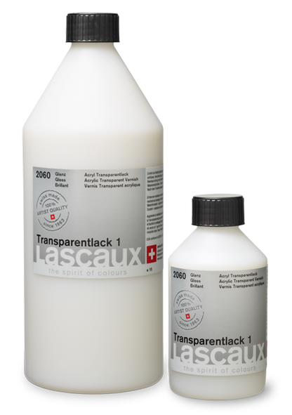 Lascaux Transparent Varnish 1 brillante, frascos de 1 l y 250 ml