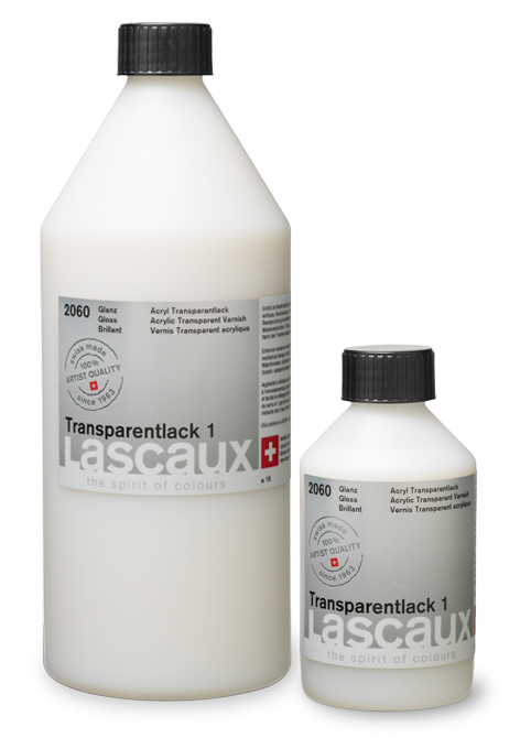 Lascaux Transparent Varnish 1 brillante, frascos de 1 l y 250 ml