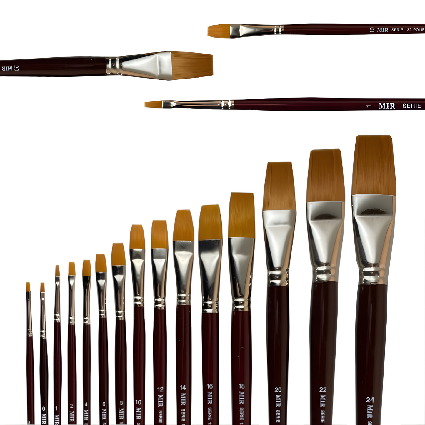 Pincel Plano Toray Sintético (Números 00–20)