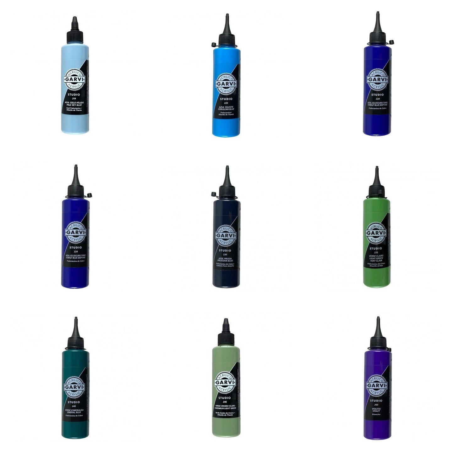 Acrílico GARVI Studio MIR — Azules, Verdes y Violetas · 200 ml a 5 L