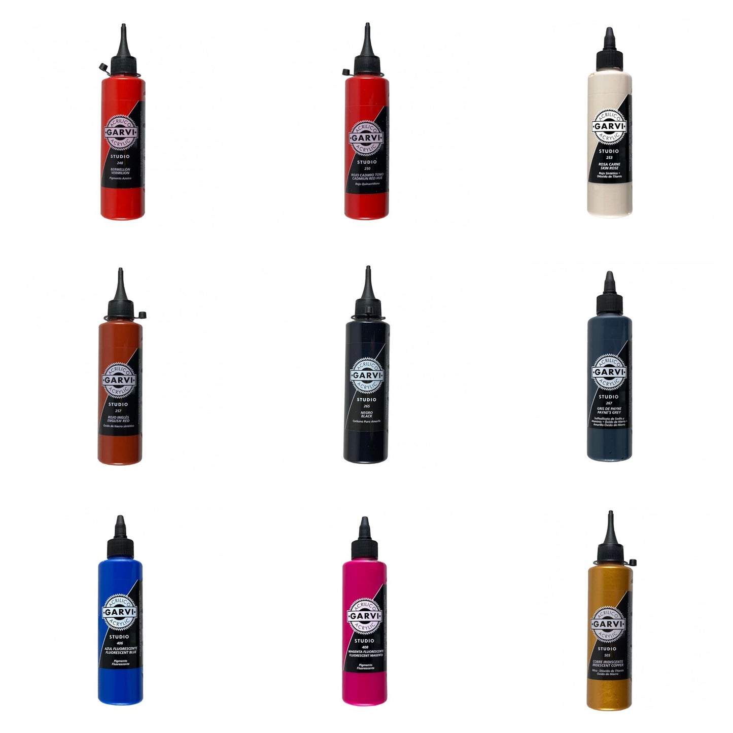 Acrílico GARVI Studio MIR — Rojos, Neutros y Especiales · 200 ml a 5 L