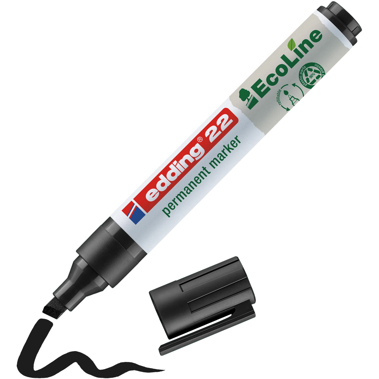 Marcador Permanente edding 22 EcoLine 90% Reciclado Punta Biselada