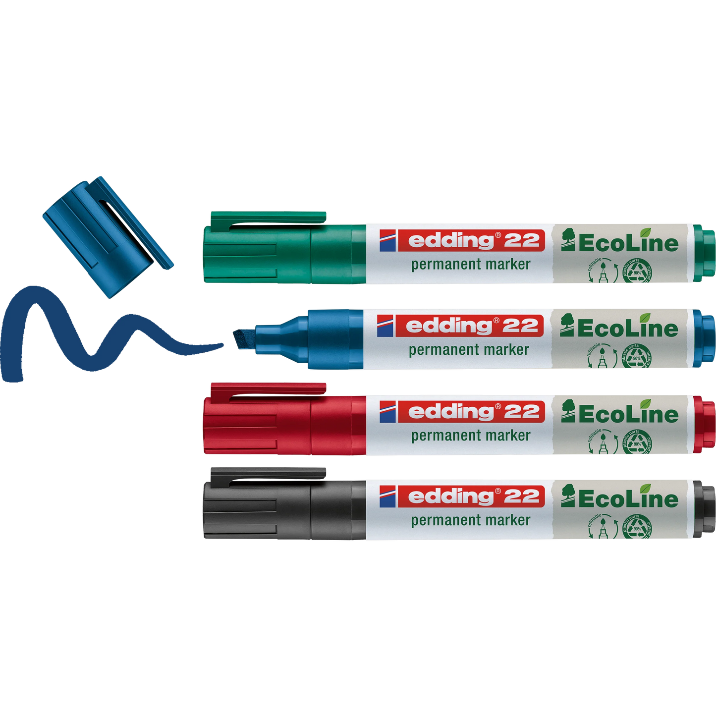 Marcador Permanente edding 22 EcoLine 90% Reciclado Punta Biselada