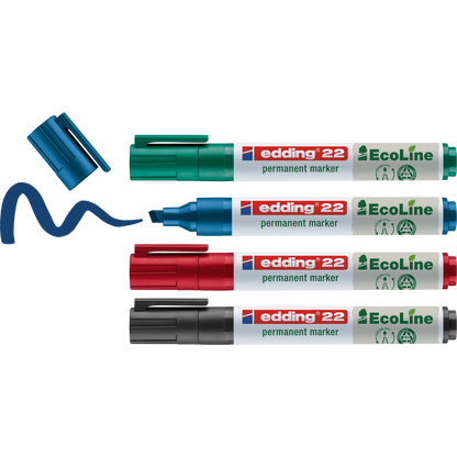 Marcador Permanente edding 22 EcoLine 90% Reciclado Punta Biselada