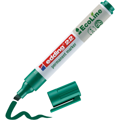 Marcador Permanente edding 22 EcoLine 90% Reciclado Punta Biselada