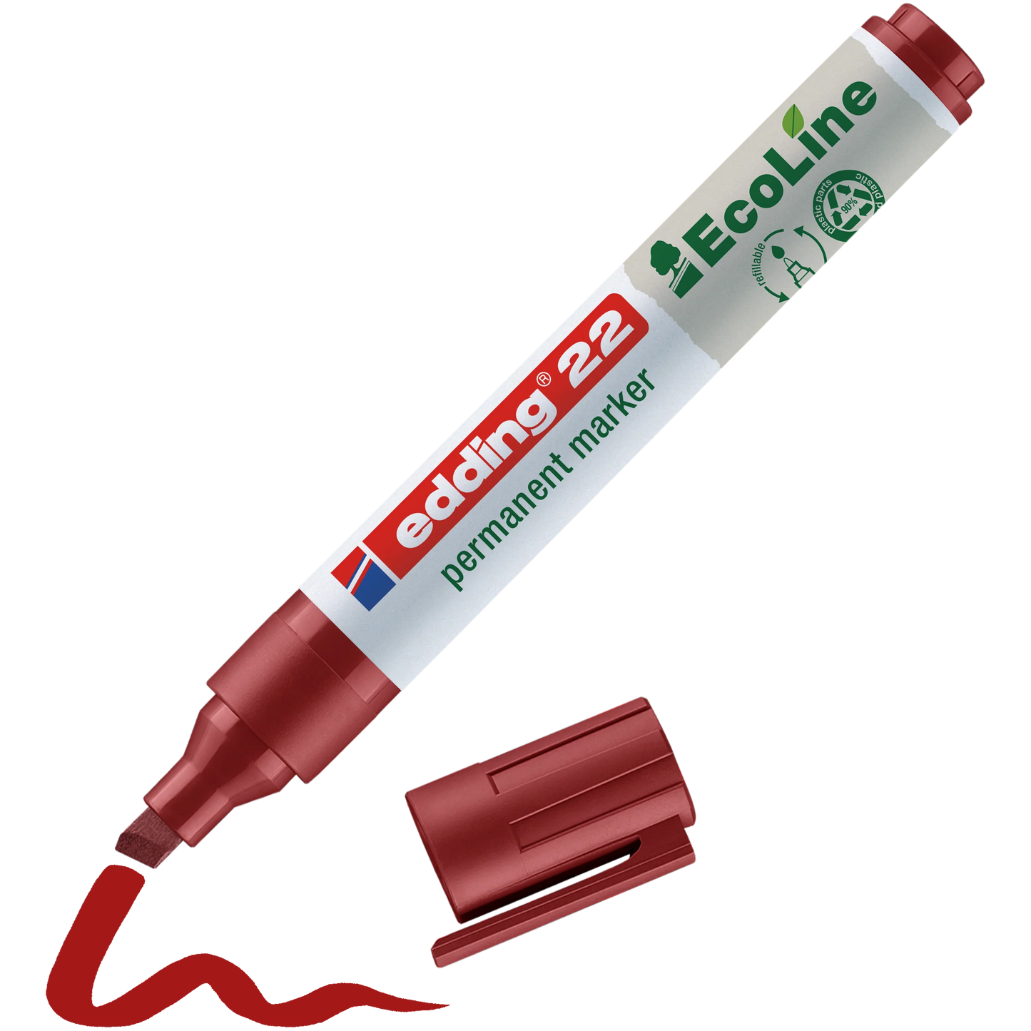 Marcador Permanente edding 22 EcoLine 90% Reciclado Punta Biselada