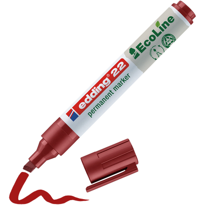 Marcador Permanente edding 22 EcoLine 90% Reciclado Punta Biselada