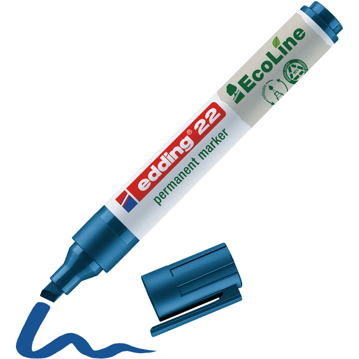 Marcador Permanente edding 22 EcoLine 90% Reciclado Punta Biselada