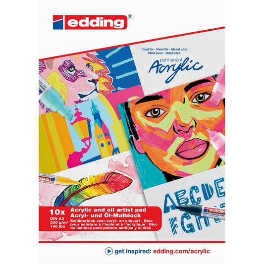 Edding Bloc para Acrílico y Óleo A3 blanco (300 g/m²)- 30010
