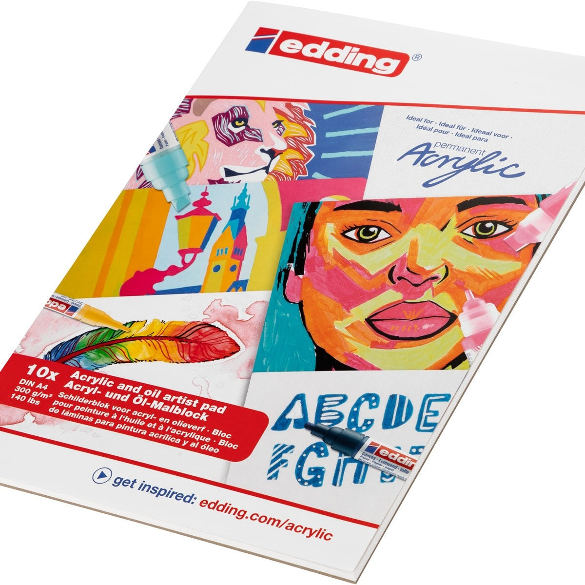 Edding Bloc para Acrílico y Óleo A4 blanco (300 g/m²)- 30010