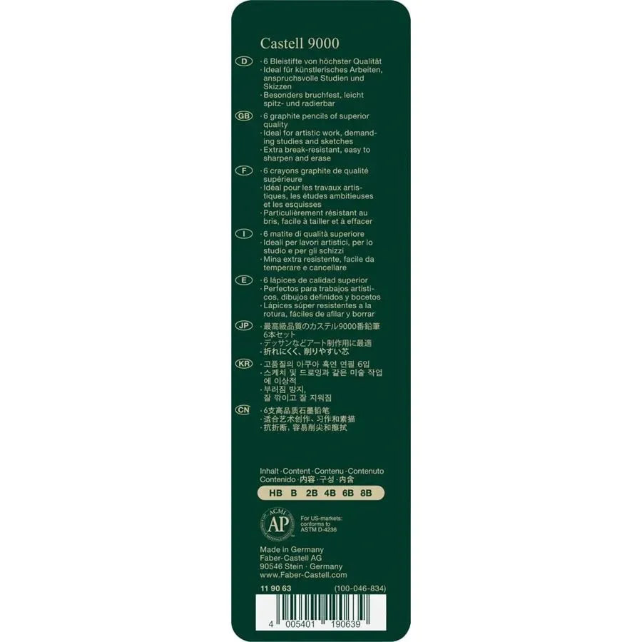 Joc de 6 llapis Castell 9000