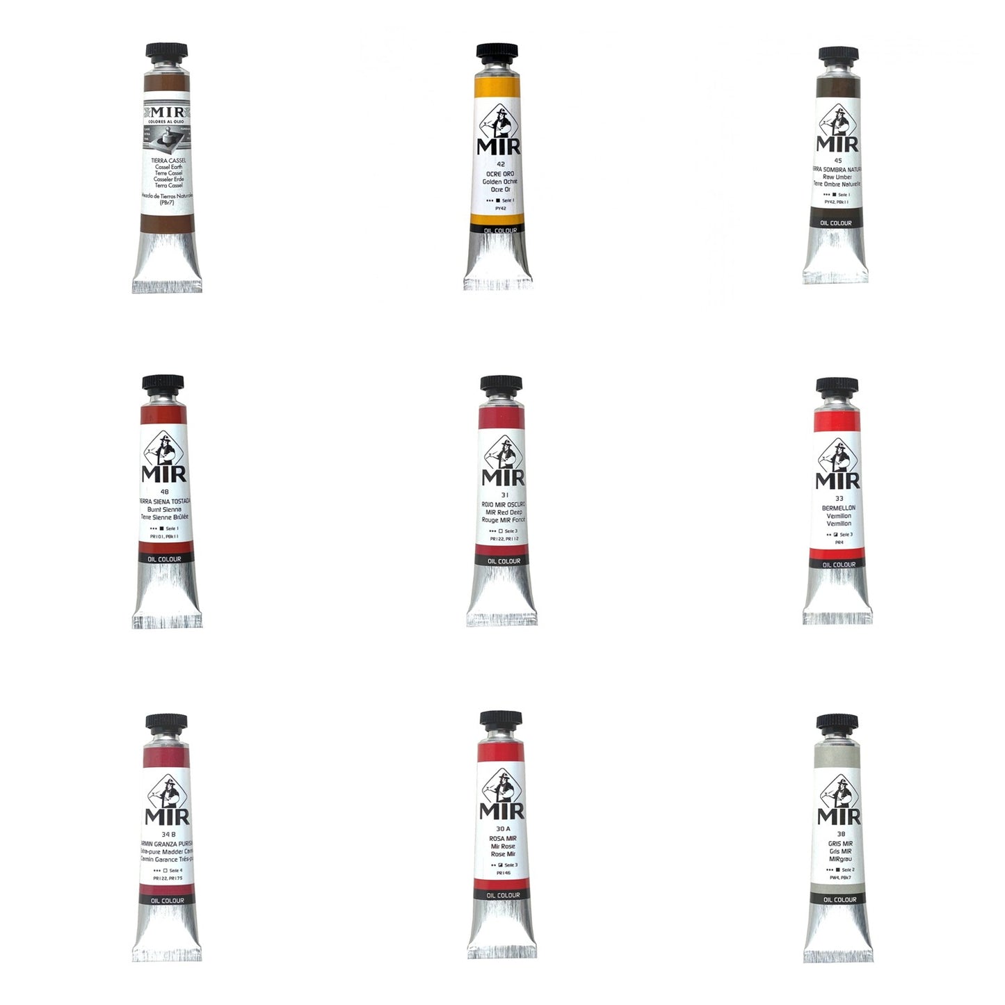 Óleo Extrafino MIR — Tierras, Rojos y Neutros · Tubos 20/60/200 ml