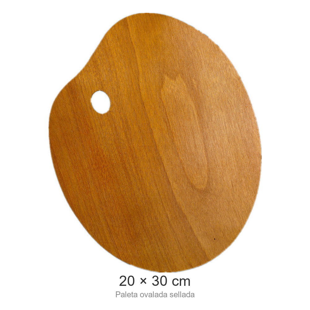 Paleta de madera ovalada sellada para oleo, 20 x 30 cm