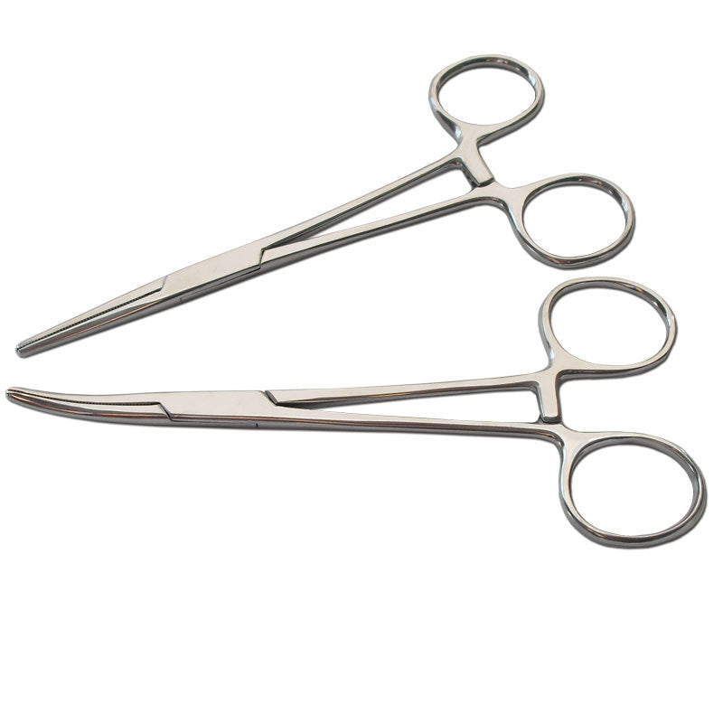 Pinza hemostática mosquito de acero inoxidable 12,5 cm, punta recta y curva