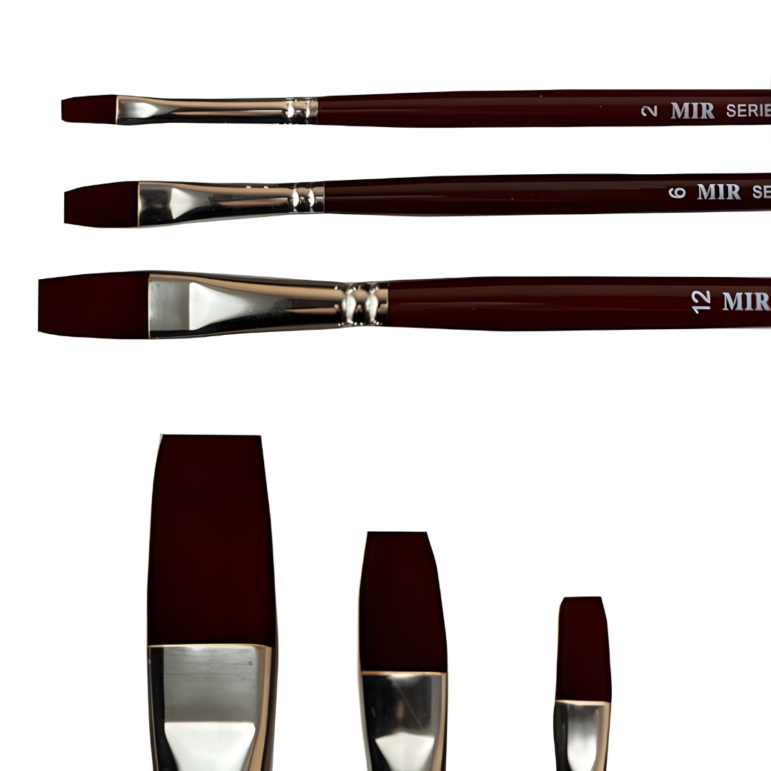 Pincel Plano Teijin Sintético Ref. 401 - Profesional para Restauración y Bellas Artes (Nº 2, 6, 12)