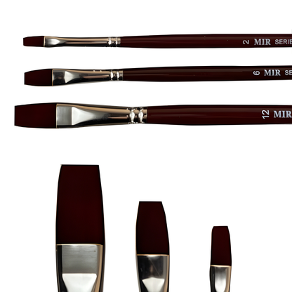 Pincel Plano Teijin Sintético Ref. 401 - Profesional para Restauración y Bellas Artes (Nº 2, 6, 12)
