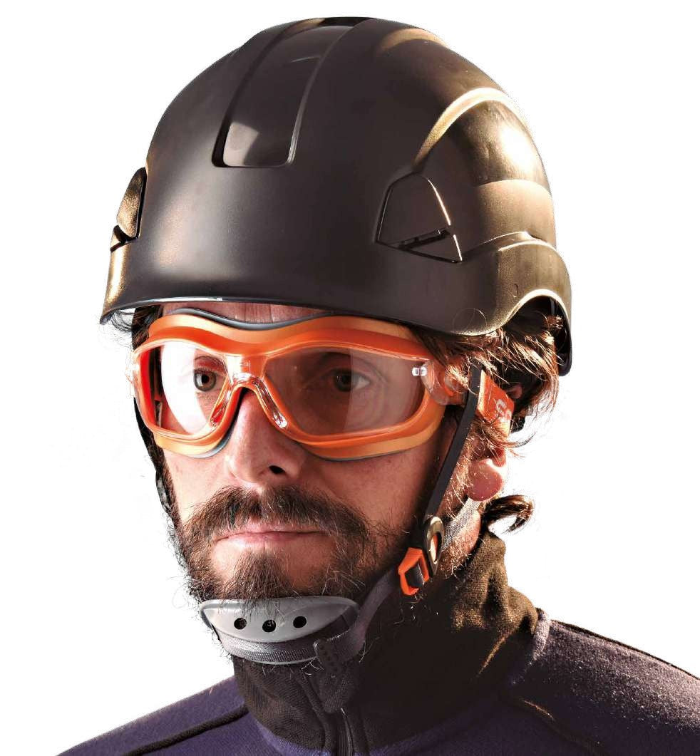 Safetop Phoenix 10490 puesta, con casco de protección