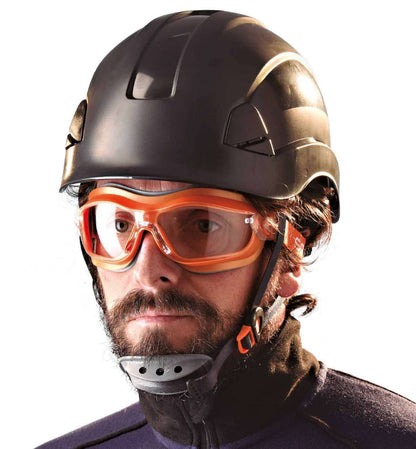 Safetop Phoenix 10490 puesta, con casco de protección