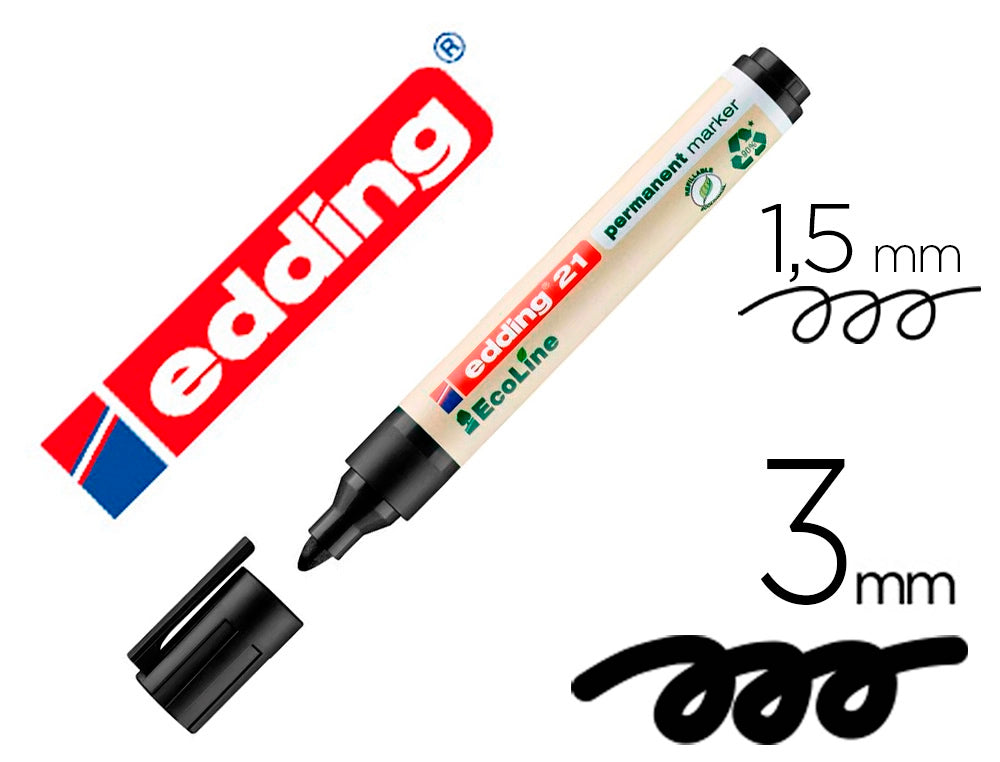 Marcador Permanente edding 21 EcoLine 1,5-3mm 90% Reciclado