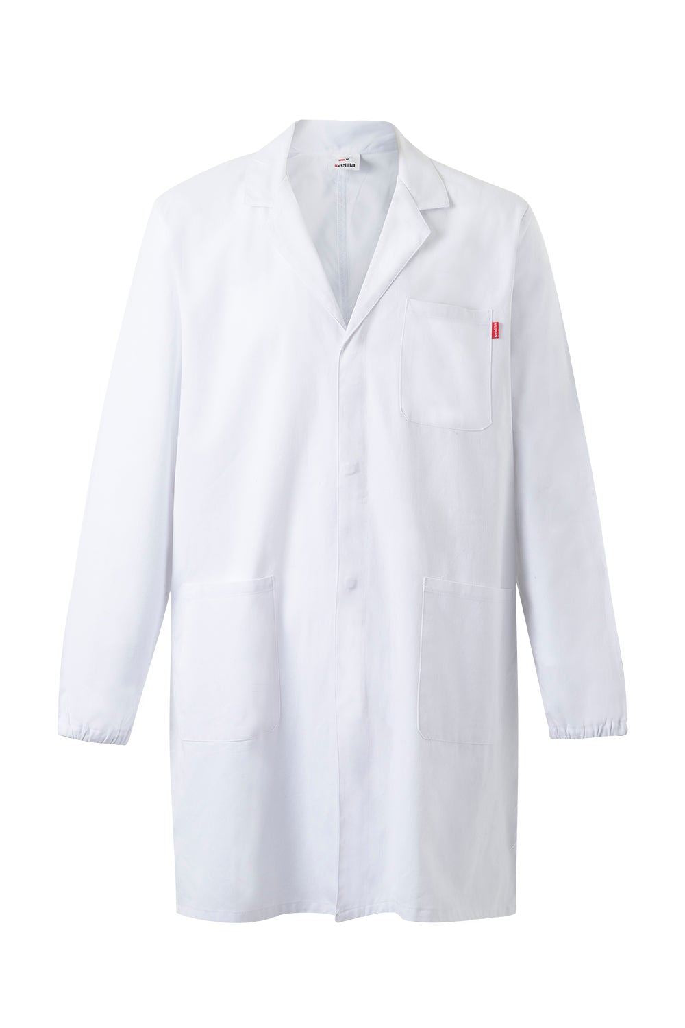Bata de laboratorio Velilla 539005, 100% algodón sarga de 190 g/m², blanca