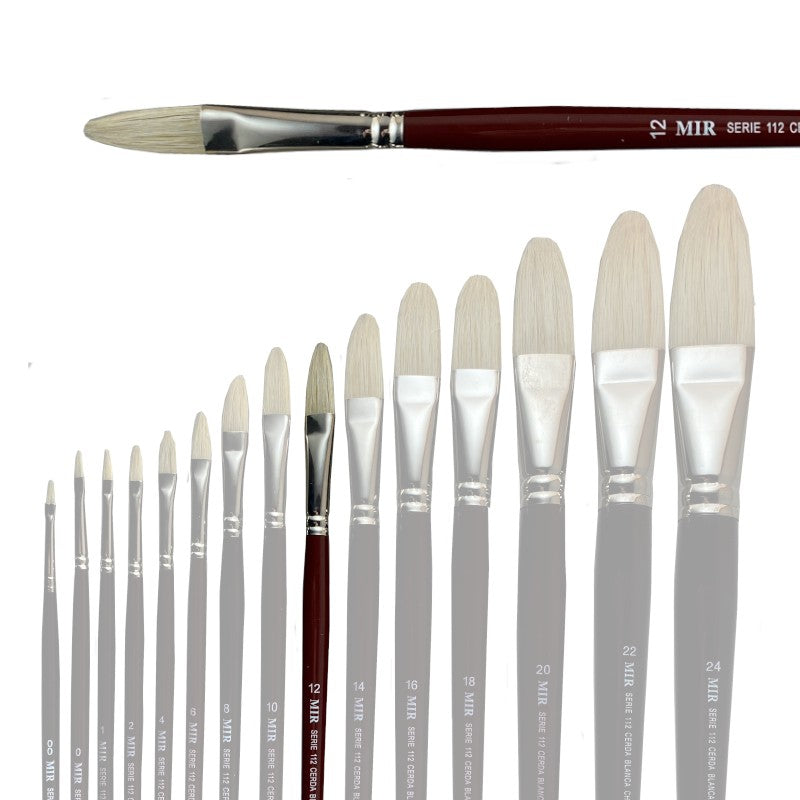 Pincel Lengua de Gato Cerda Blanca MIR Ref. 112 - Óleo (Nº 00-24)