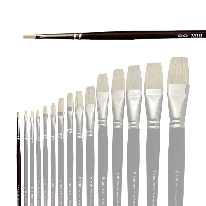 Pincel Plano Cerda Blanca MIR Ref. 111 - Óleo (Nº 00-24)