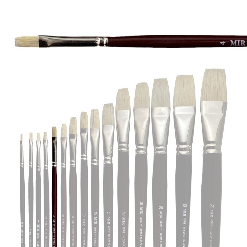 Pincel Plano Cerda Blanca MIR Ref. 111 - Óleo (Nº 00-24)