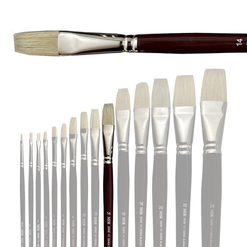 Pincel Plano Cerda Blanca MIR Ref. 111 - Óleo (Nº 00-24)