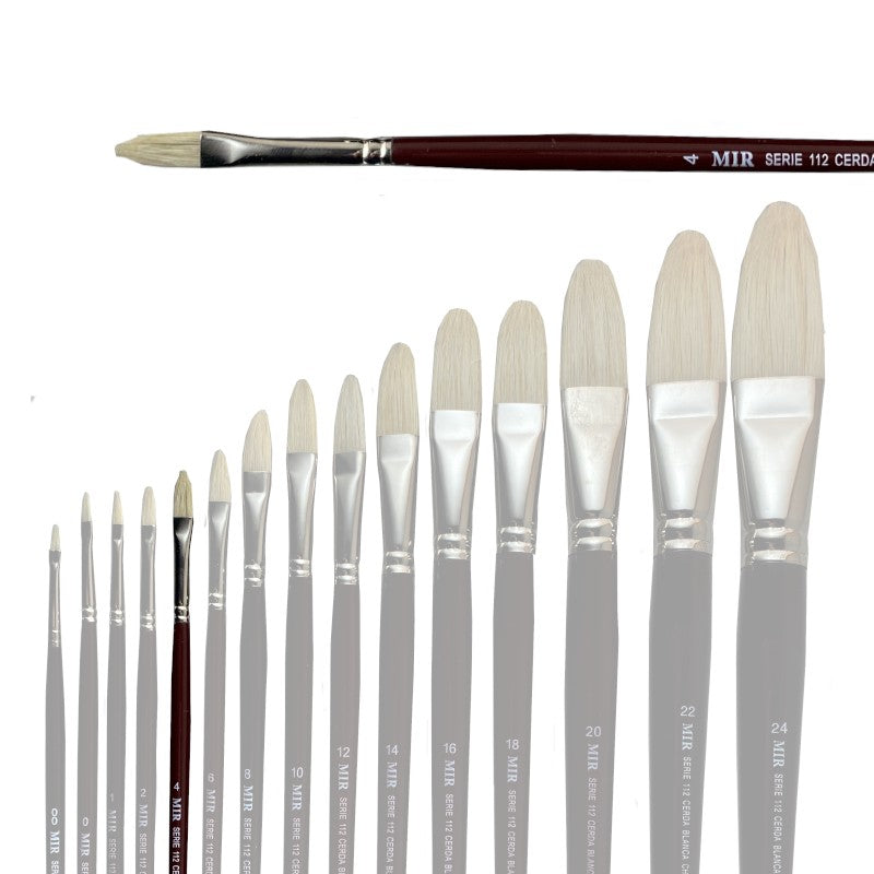 Pincel Lengua de Gato Cerda Blanca MIR Ref. 112 - Óleo (Nº 00-24)