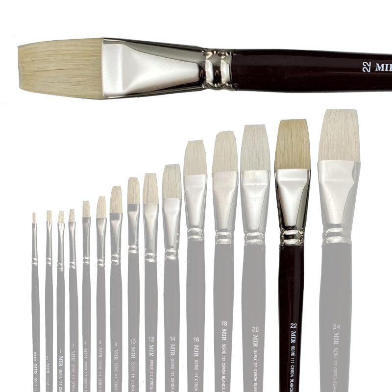 Pincel Plano Cerda Blanca MIR Ref. 111 - Óleo (Nº 00-24)